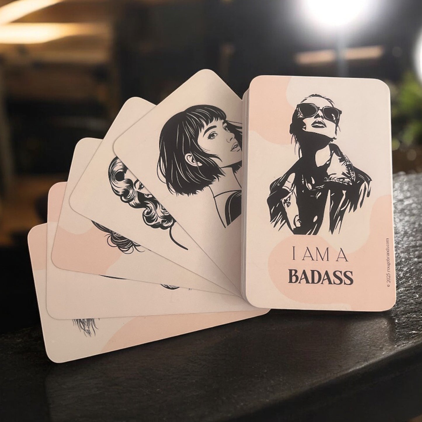 I AM A BADASS Affirmation Cards – 51 Bold Daily Quotes for Women – Tear-Proof, Water-Resistant Cards – Personalized Gift Box Option – Confidence & Self Love Mindset Deck - ROUGE BRANDS
